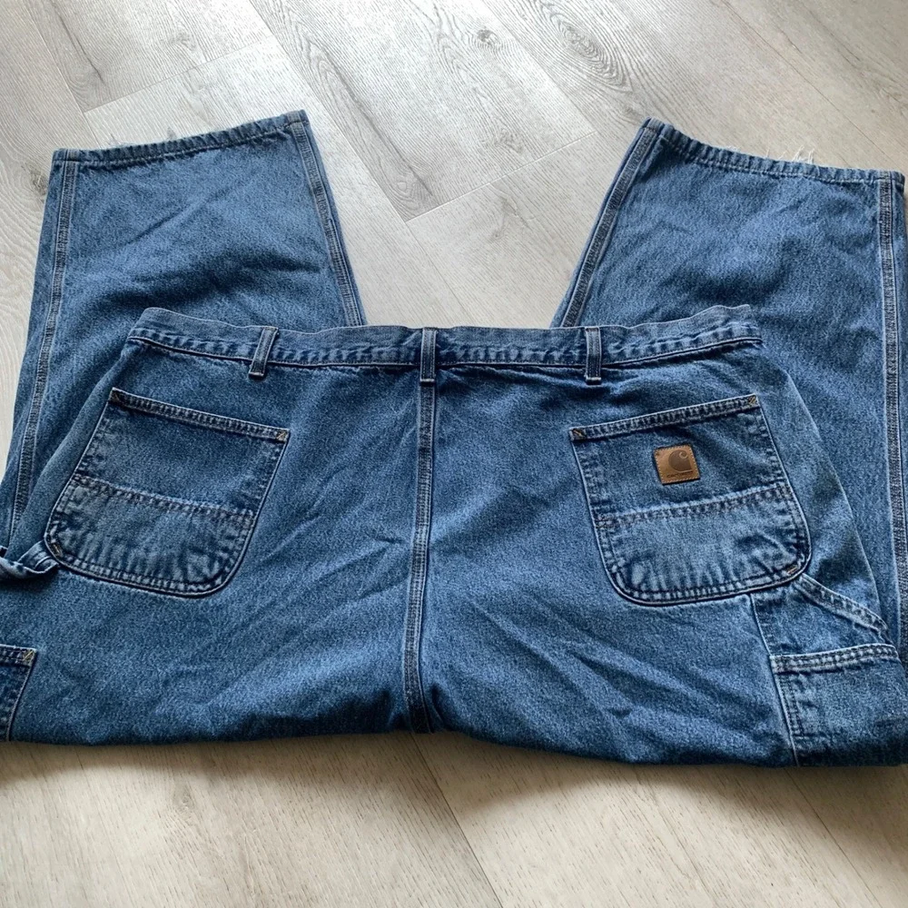 Carhartt Men's 48x30 Dark Blue Washed‎ Denim Carpenter Jeans
